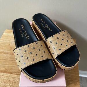 Kate Spade Raffia Breeze Platform Slides- New with box - Size 11M